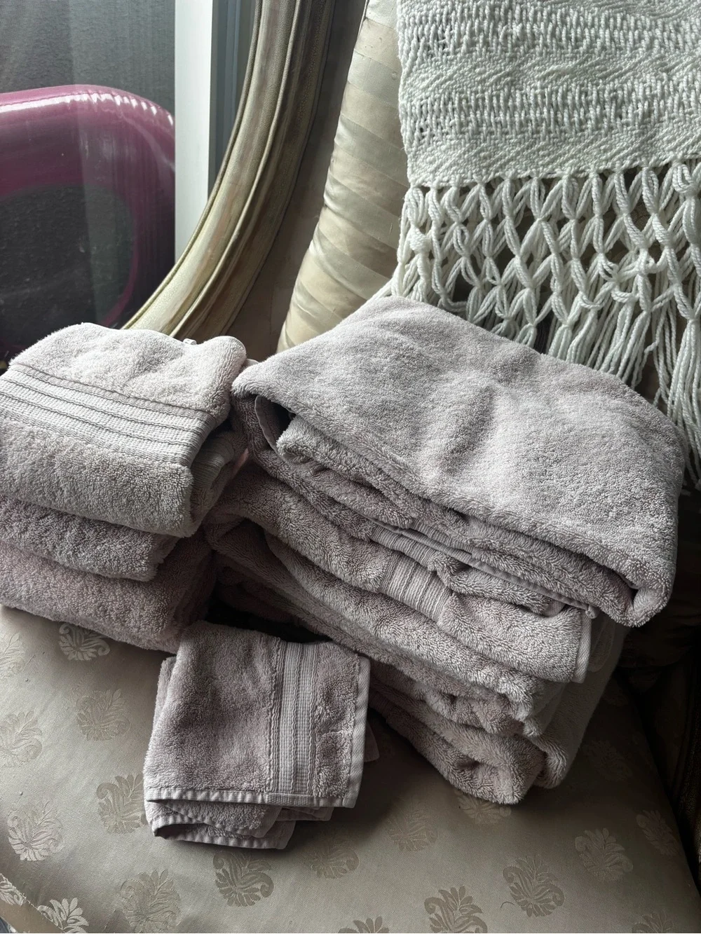 Pottery Barn Dusty Mauve Cotton Bath Towel Set